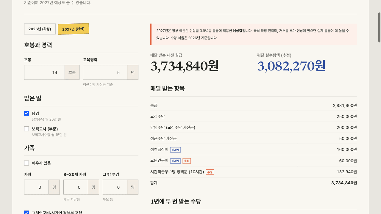 2027๋
์์ ํญ ํ๋ฉด โ ์ ๋ถ์ ์ธ์๋ฅ 3.9% ์ ์ฉ ์๋ด์ ํจ๊ป ๋ด๊ธ 2,881,900์, ๋งค๋ฌ ์ธ์ 3,734,840์์ด ํ์๋๋ค